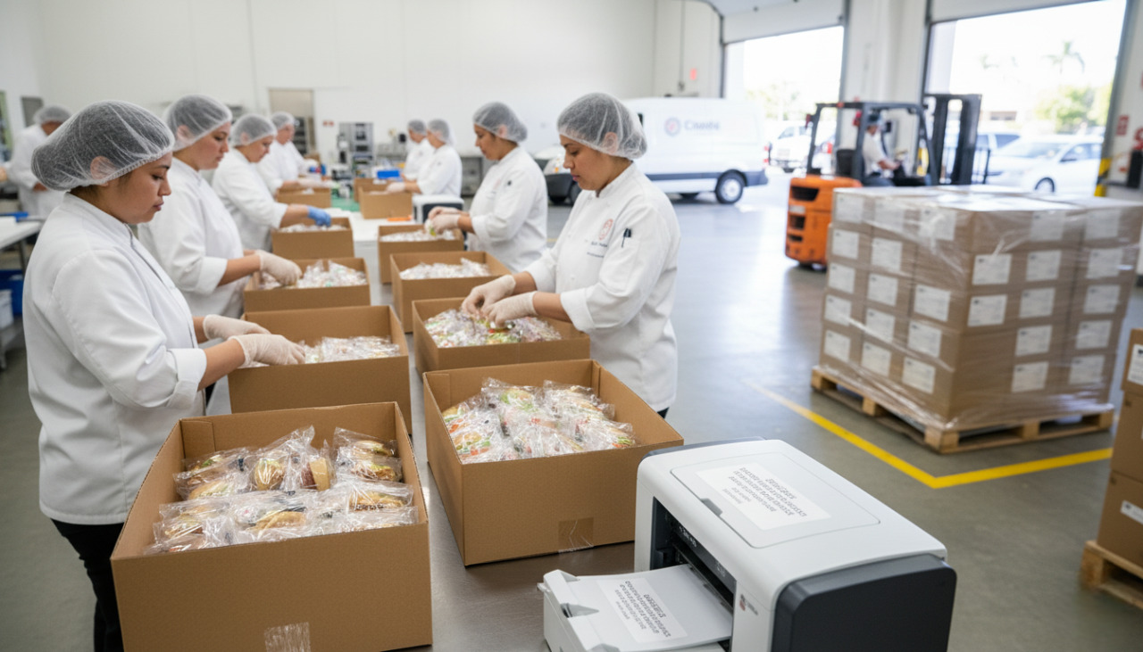 Frozen hors d’oeuvres packaged for delivery to catering businesses and restaurants in San Diego.