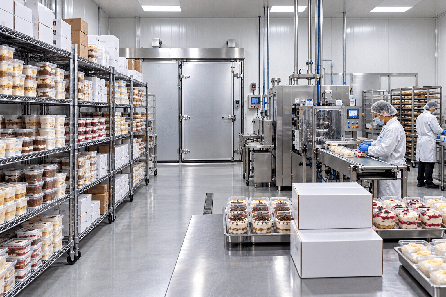 Wholesale food manufacturing facility frozen storage area